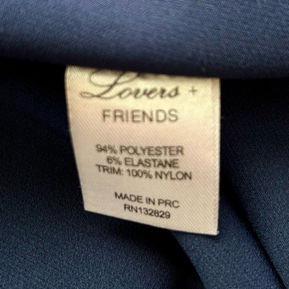 Lovers and Friends Helena Gown in Navy Lace Open Back V-Neck Slit Sleeveless 2 - Picture 10 of 13